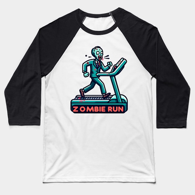 Zombie Run Baseball T-Shirt by Rawlifegraphic